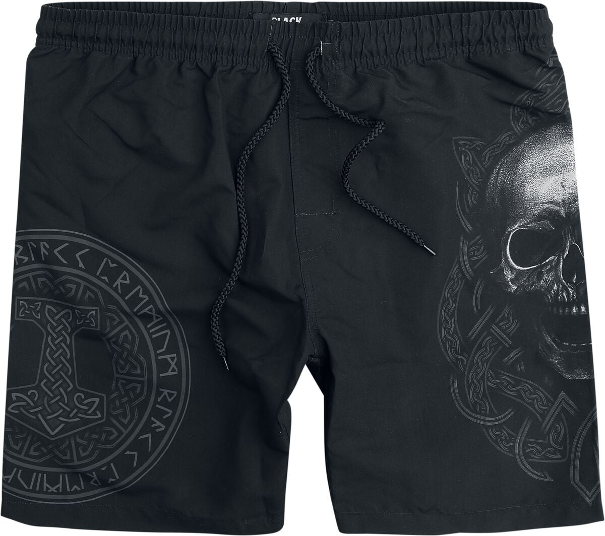 Short de bain  de Black Premium by EMP - Swim Shorts With Skull And Runes Print - M à XXL - pour Homme - noir - Black Premium by EMP