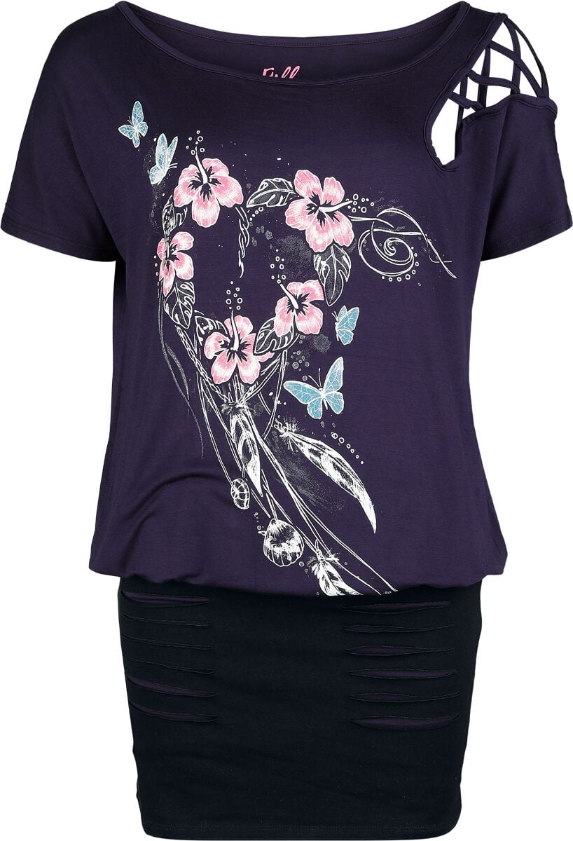 Robe courte  de Full Volume by EMP - S à XXL - pour Femme - lilas/noir - Full Volume by EMP