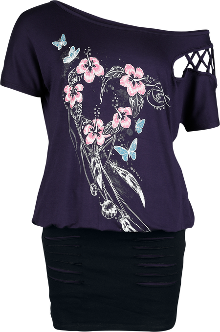 Robe courte  de Full Volume by EMP - S à XXL - pour Femme - lilas/noir - Full Volume by EMP - View 2