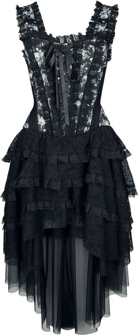 Robe mi-longue Gothic de Gothicana by EMP - Robe Corset Gothique Élaborée - S à XXL - pour Femme - noir - Gothicana by EMP