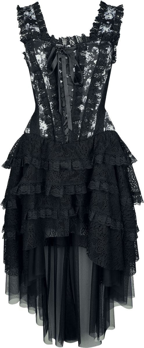 Robe mi-longue Gothic de Gothicana by EMP - Robe Corset Gothique Élaborée - S à XXL - pour Femme - noir - Gothicana by EMP