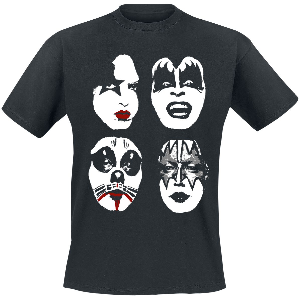 T-Shirt Manches courtes  de Kiss - Faces - S à 3XL - pour Homme - noir - Kiss
