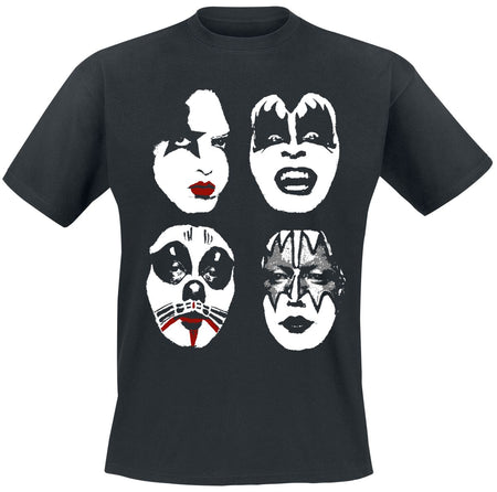 T-Shirt Manches courtes  de Kiss - Faces - S à 3XL - pour Homme - noir - Kiss