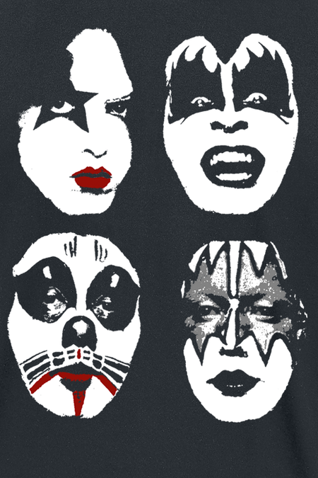 T-Shirt Manches courtes  de Kiss - Faces - S à 3XL - pour Homme - noir - Kiss - View 2