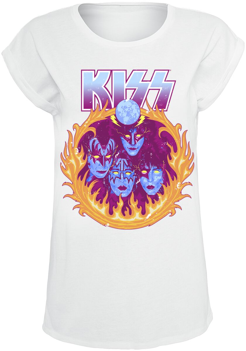 T-Shirt Manches courtes  de Kiss - Creatures In Flames - S à XXL - pour Femme - blanc - Kiss