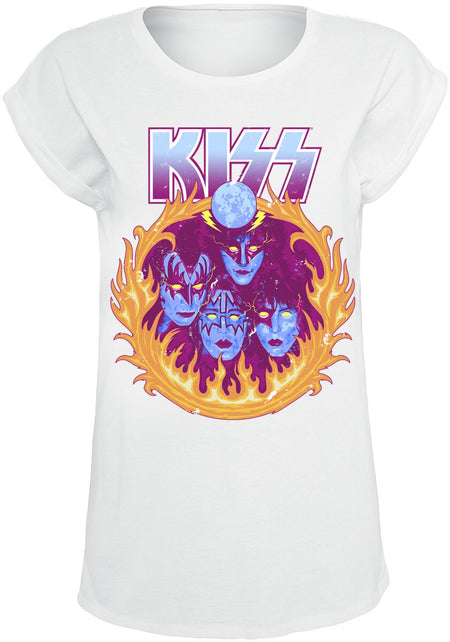 T-Shirt Manches courtes  de Kiss - Creatures In Flames - S à XXL - pour Femme - blanc - Kiss