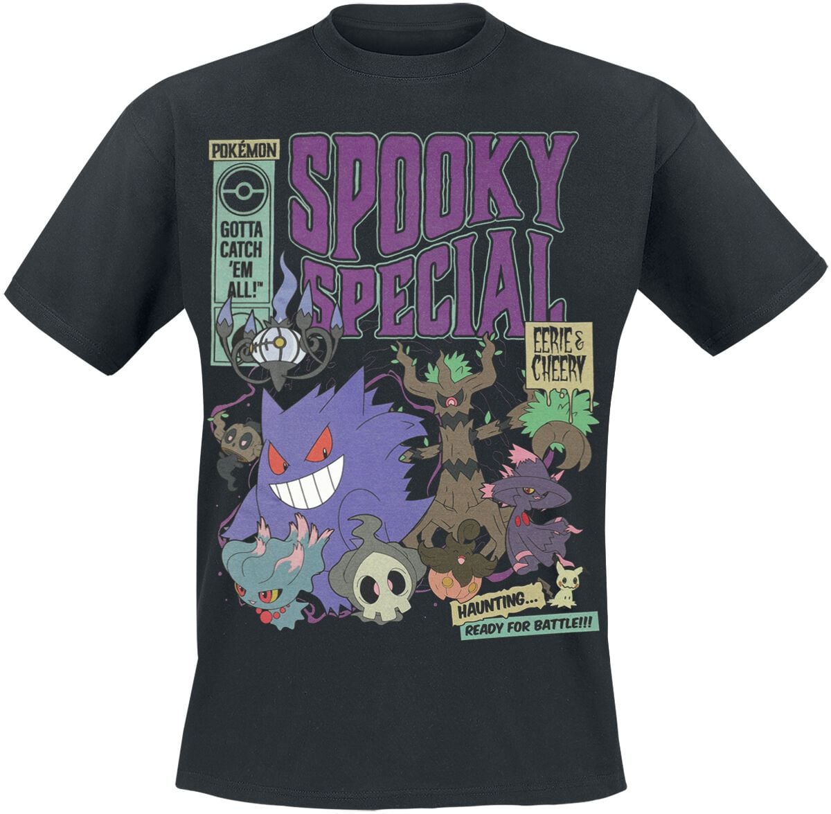T-Shirt Manches courtes Gaming de Pokémon - Spooky Special - S à XXL - pour Homme - noir - Pokémon