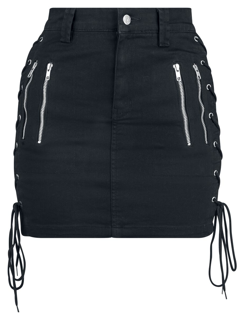 Jupe courte Gothic de Gothicana by EMP - Short Skirt With Decorative Lacing - L à XXL - pour Femme - noir - Gothicana by EMP