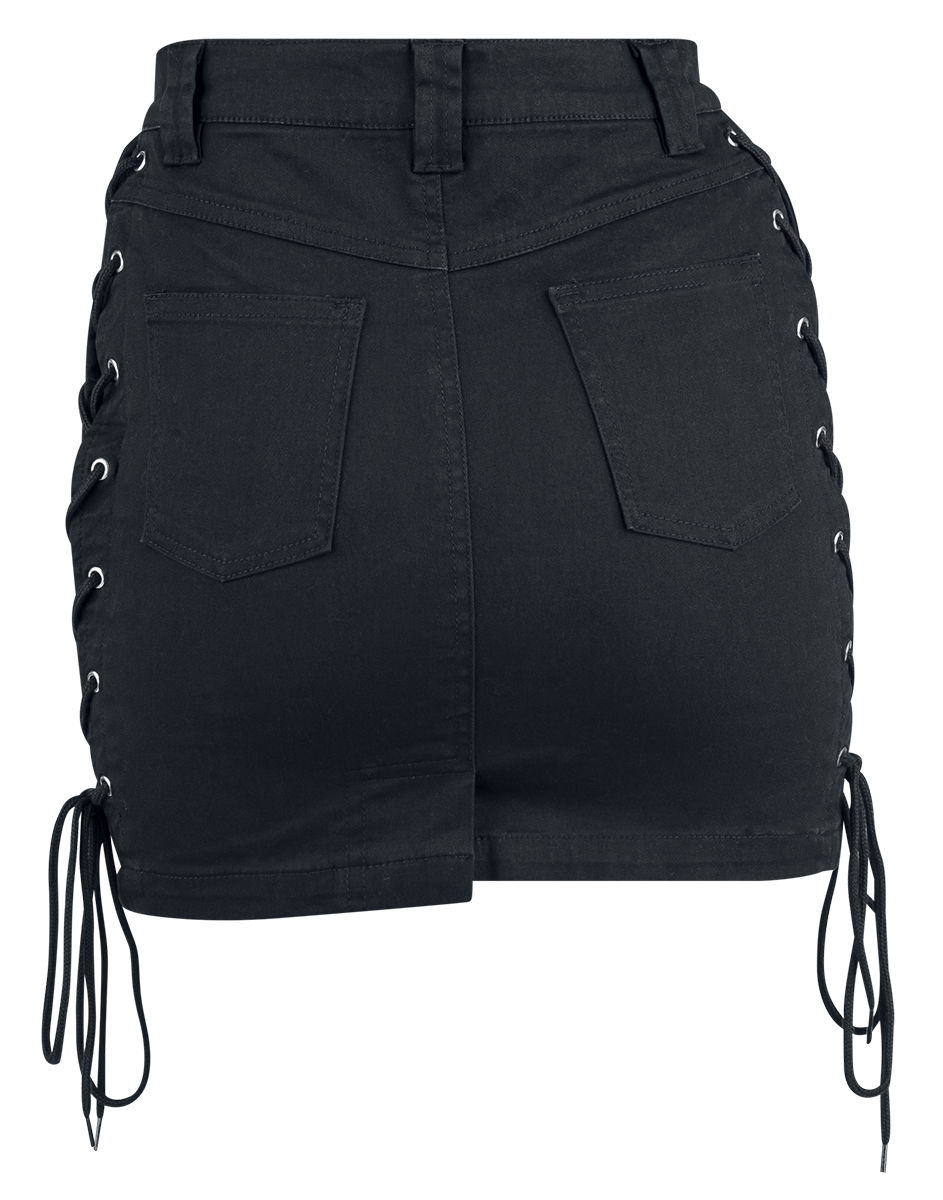 Jupe courte Gothic de Gothicana by EMP - Short Skirt With Decorative Lacing - L à XXL - pour Femme - noir - Gothicana by EMP - View 2