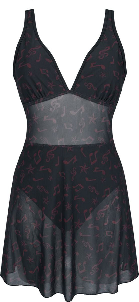 Maillots de bain  de Full Volume by EMP - Maillot de Bain Avec Robe en Mailles - S à XXL - pour Femme - noir/rouge foncé - Full Volume by EMP