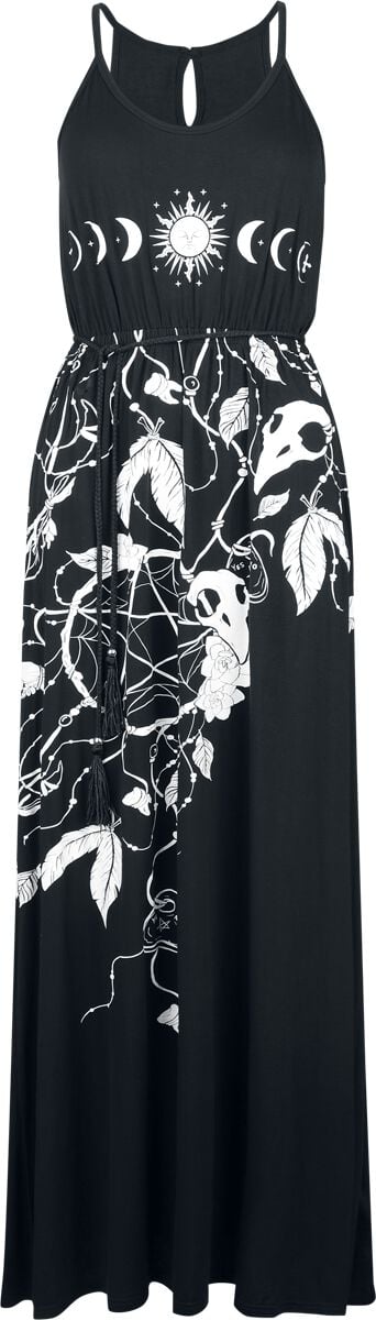 Robe longue Gothic de Gothicana by EMP - Roses & Crânes - Robe - S à XXL - pour Femme - noir - Gothicana by EMP