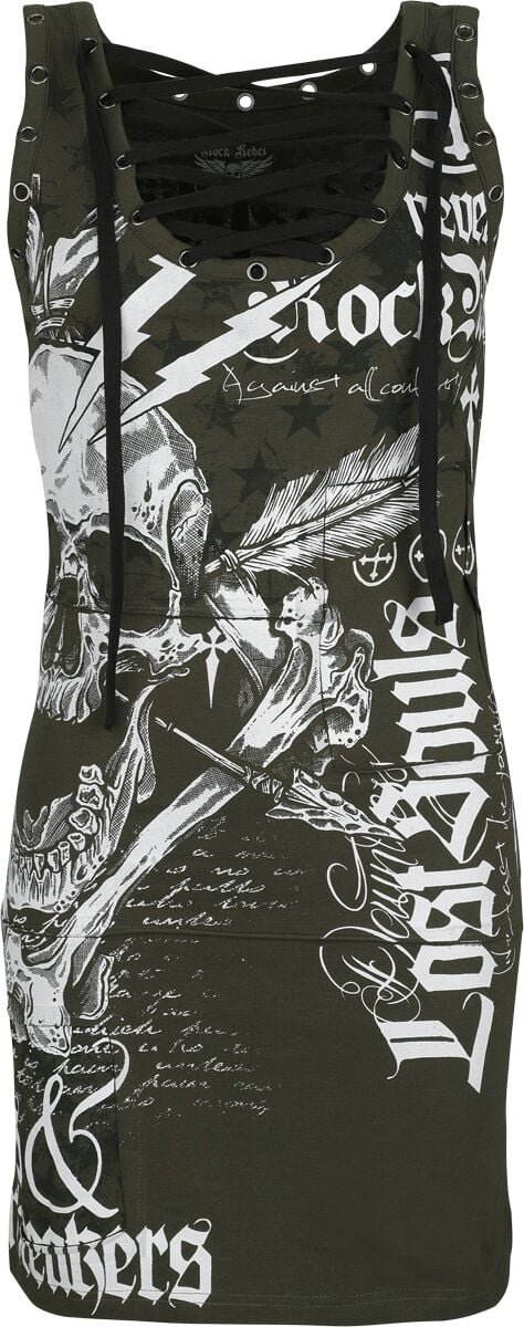 Robe courte  de Rock Rebel by EMP - Robe Œillets & Patchs - S à XXL - pour Femme - olive - Rock Rebel by EMP