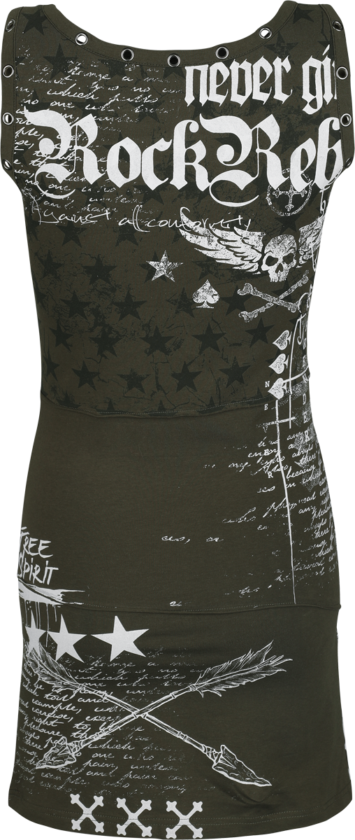 Robe courte  de Rock Rebel by EMP - Robe Œillets & Patchs - S à XXL - pour Femme - olive - Rock Rebel by EMP - View 2