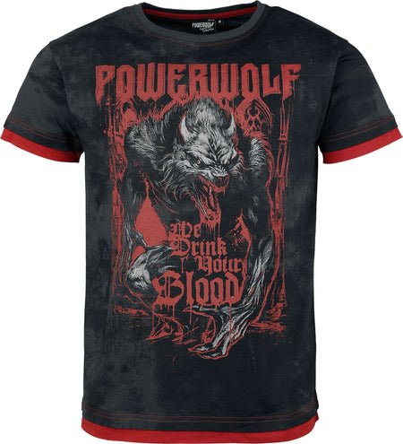 T-Shirt Manches courtes  de Powerwolf - EMP Signature Collection - S à L - pour Homme - gris foncé/rouge - Powerwolf