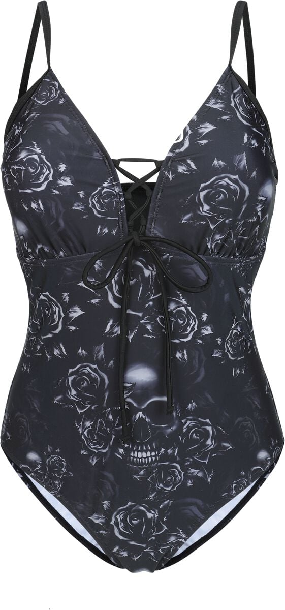 Maillots de bain  de Black Premium by EMP - Maillot de Bain avec Roses et Dentelle - S à XL - pour Femme - noir - Black Premium by EMP