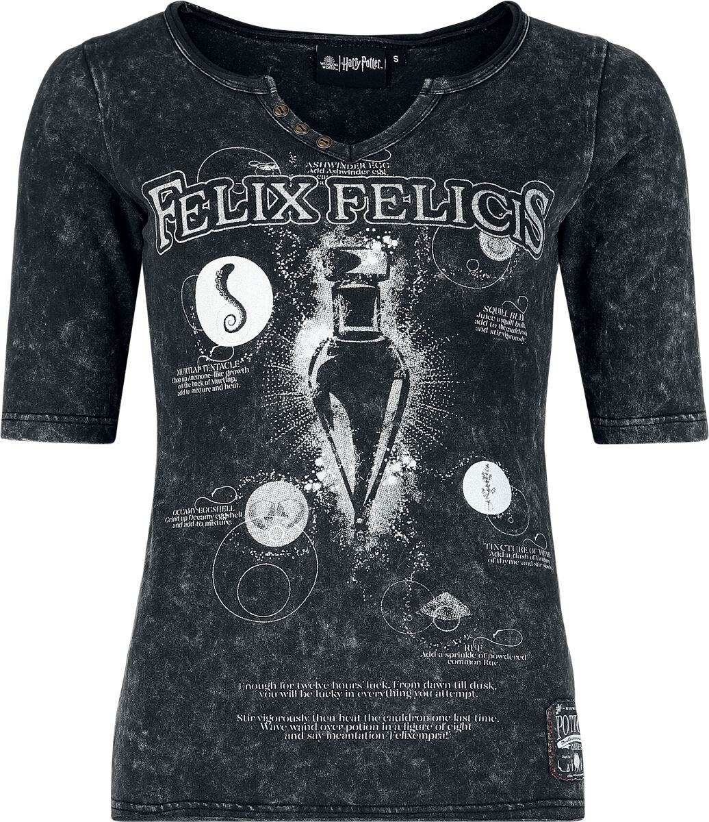 T-shirt manches longues  de Harry Potter - DA Grunge Collection - Felix Felicis - S à XXL - pour Femme - noir - Harry Potter