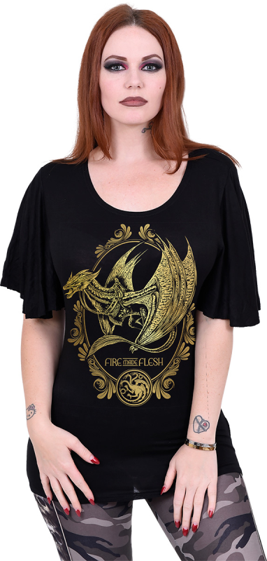 T-Shirt Manches courtes  de Game Of Thrones - House of the Dragon - 2 - Filigree - S à XL - pour Femme - noir - Game Of Thrones - View 2