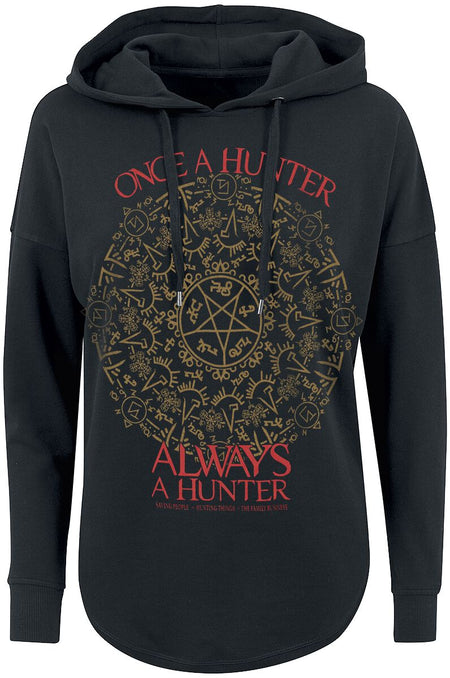 Sweat-shirt à capuche  de Supernatural - Once A Hunter Always A Hunter - S à M - pour Femme - noir - Supernatural