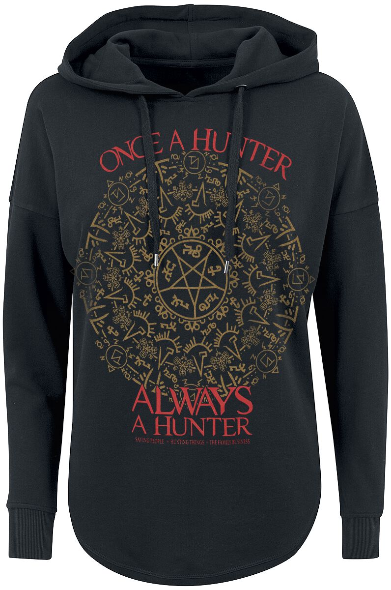 Sweat-shirt à capuche  de Supernatural - Once A Hunter Always A Hunter - S à M - pour Femme - noir - Supernatural