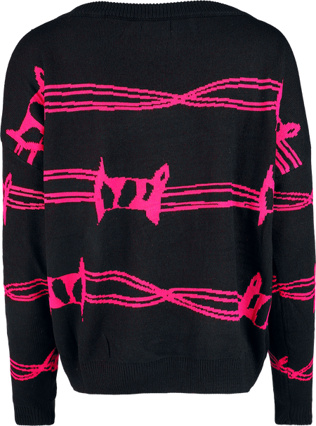 Pull tricoté Gothic de Heartless - Barbed Wire Heart Jumper - XS à 4XL - pour Femme - noir/rose - Heartless - View 2