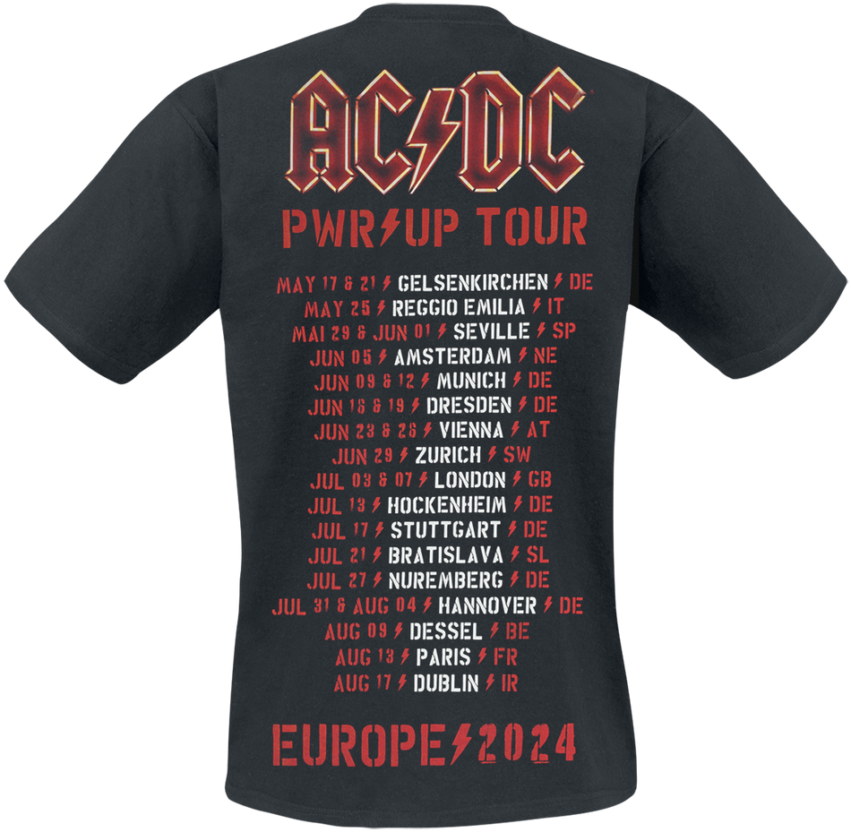 T-Shirt Manches courtes  de AC/DC - PWR UP - Tourshirt 24 - S à 5XL - pour Homme - noir - AC/DC - View 2