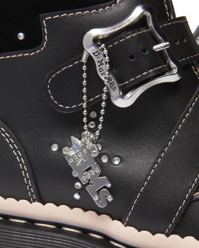 Bottes  de Dr. Martens - Caitie Black+Powder Pink Nappa Lux+Ze You Velvet - EU37 - pour Femme - noir - Dr. Martens - View 2