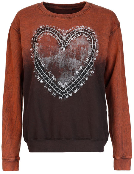 Sweat-shirt  de Outer Vision - Safety Pin Heart - S à XXL - pour Femme - marron - Outer Vision