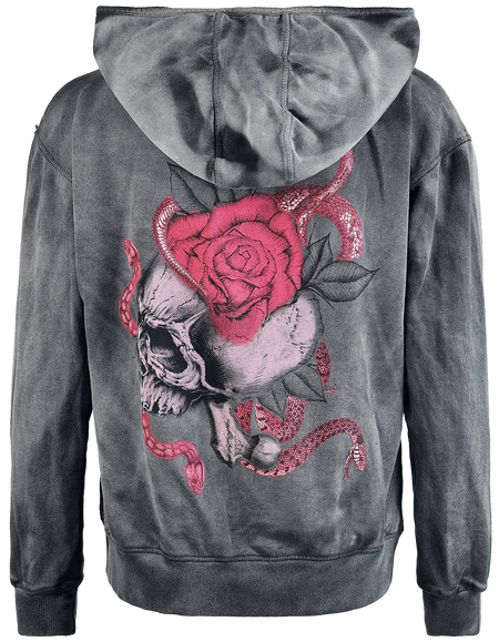 Sweat-shirt zippé à capuche  de Alchemy England - Rosez Skull - S à XL - pour Femme - gris - Alchemy England - View 2