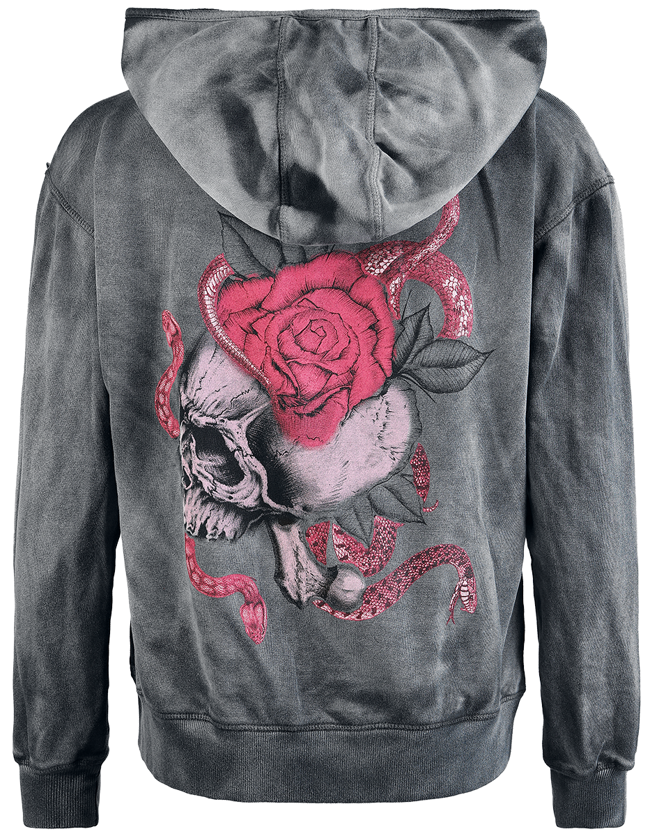 Sweat-shirt zippé à capuche  de Alchemy England - Rosez Skull - S à XL - pour Femme - gris - Alchemy England - View 2