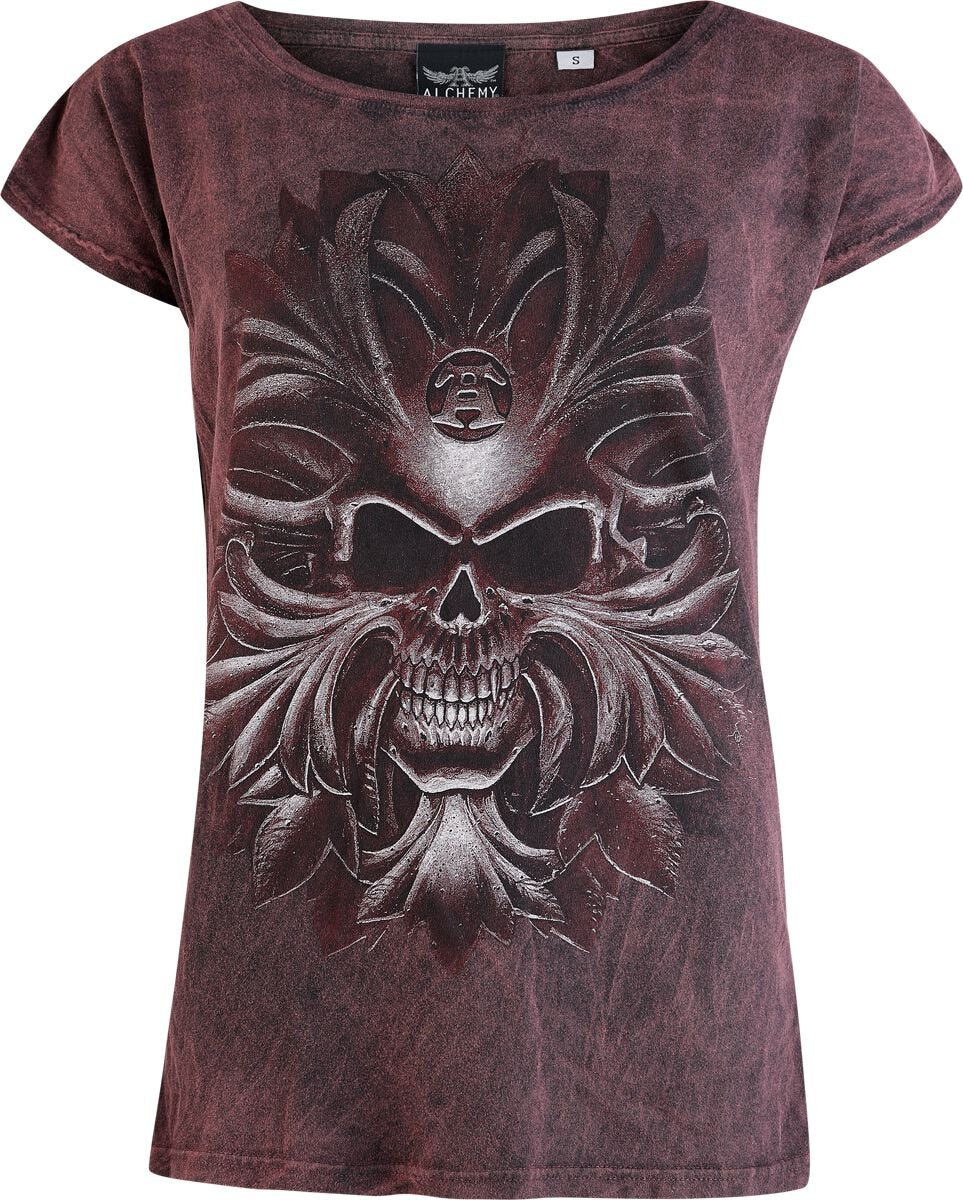 T-Shirt Manches courtes Gothic de Alchemy England - Gothic Skull - S à M - pour Femme - rouge - Alchemy England