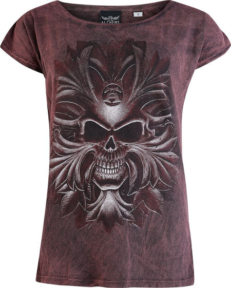 T-Shirt Manches courtes Gothic de Alchemy England - Gothic Skull - S à M - pour Femme - rouge - Alchemy England