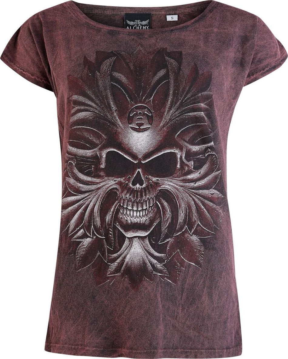 T-Shirt Manches courtes Gothic de Alchemy England - Gothic Skull - S à M - pour Femme - rouge - Alchemy England