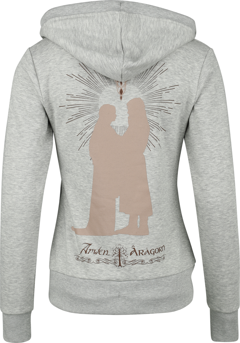 Sweat-shirt à capuche  de Le Seigneur Des Anneaux - Arwen & Aragorn - S à XXL - pour Femme - gris - Le Seigneur Des Anneaux - View 2