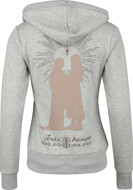 Sweat-shirt à capuche  de Le Seigneur Des Anneaux - Arwen & Aragorn - S à XXL - pour Femme - gris - Le Seigneur Des Anneaux - View 2