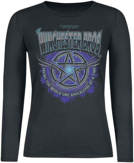 T-shirt manches longues  de Supernatural - Winchester Bros - S à XL - pour Femme - noir - Supernatural