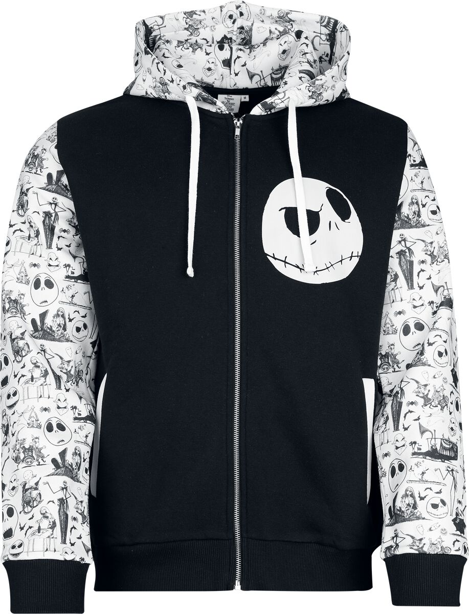 Sweat-shirt zippé à capuche Disney de L'Étrange Noël De Monsieur Jack - Jack - S à XXL - pour Homme - noir/blanc - L'Étrange Noël De Monsieur Jack