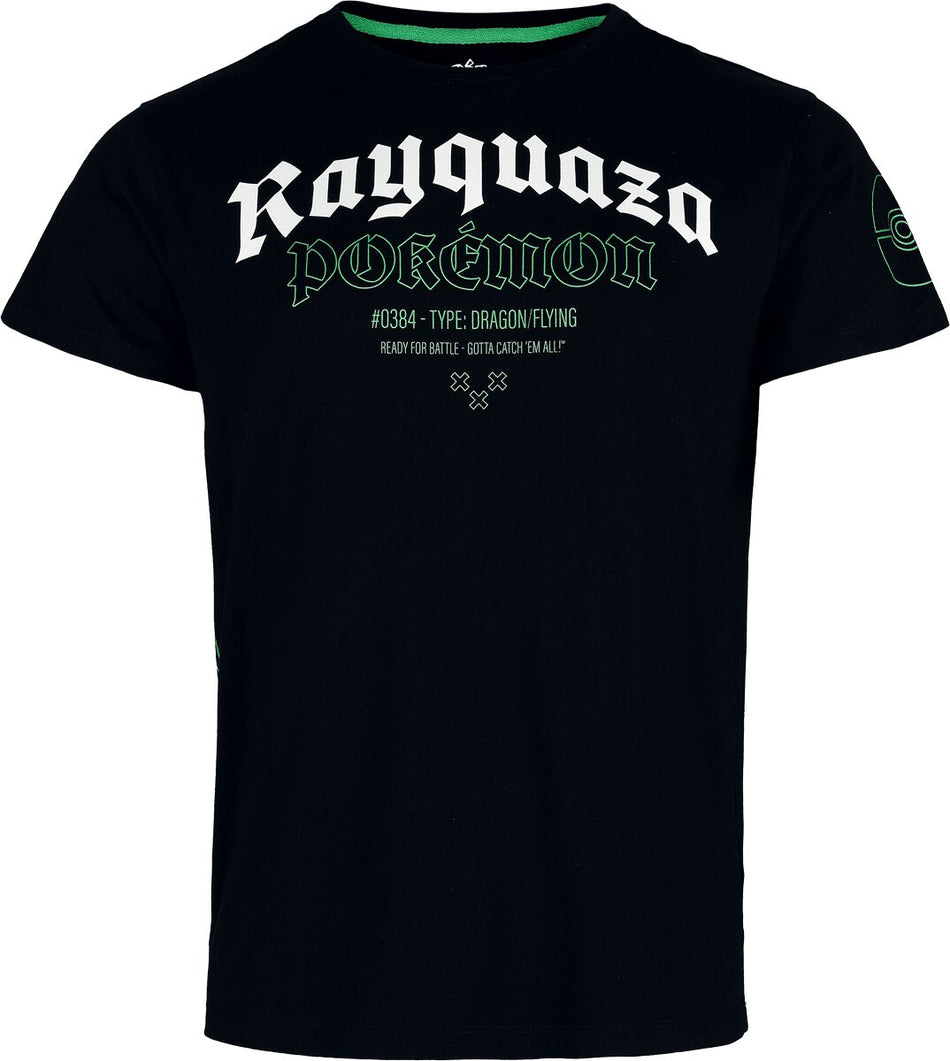 T-Shirt Manches courtes Gaming de Pokémon - Rayquaza - S à XXL - pour Homme - noir - Pokémon