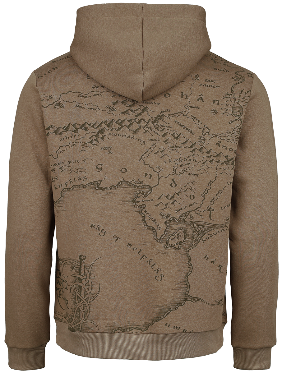 Sweat-shirt zippé à capuche  de Le Seigneur Des Anneaux - Carte Rohan Gondor - S à 3XL - pour Homme - marron clair - Le Seigneur Des Anneaux - View 2