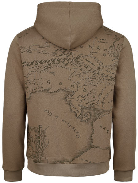 Sweat-shirt zippé à capuche  de Le Seigneur Des Anneaux - Carte Rohan Gondor - S à 3XL - pour Homme - marron clair - Le Seigneur Des Anneaux - View 2