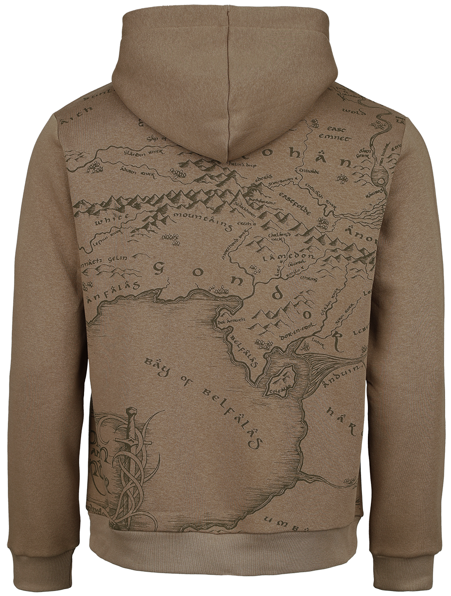 Sweat-shirt zippé à capuche  de Le Seigneur Des Anneaux - Carte Rohan Gondor - S à 3XL - pour Homme - marron clair - Le Seigneur Des Anneaux - View 2