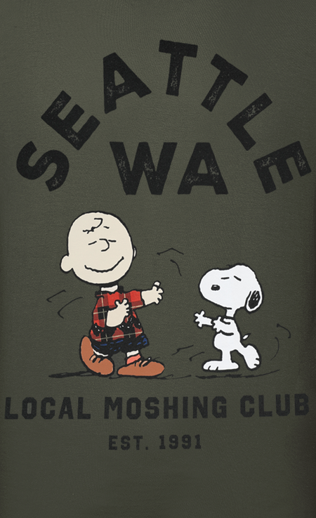T-Shirt Manches courtes  de Snoopy - SEATTLE WA - Local Moshing Club - S à XXL - pour Homme - kaki - Snoopy - View 2