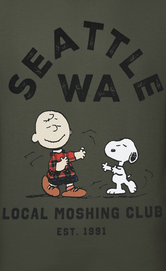 T-Shirt Manches courtes  de Snoopy - SEATTLE WA - Local Moshing Club - S à XXL - pour Homme - kaki - Snoopy - View 2