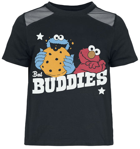 T-Shirt Manches courtes  de Sesame Street - Buddies - Cookie Monster & Elmo - S à XXL - pour Femme - noir - Sesame Street
