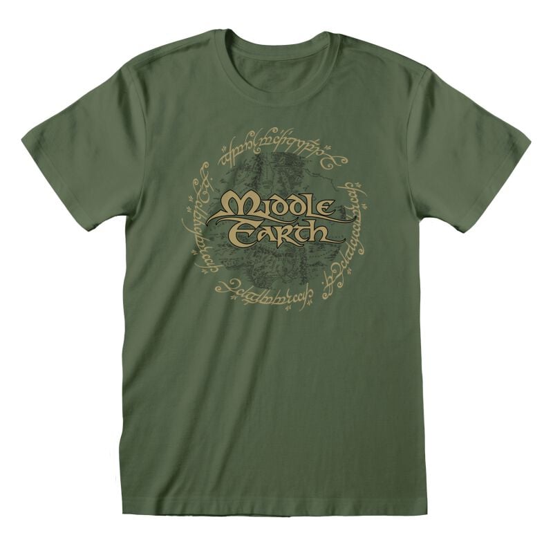 T-Shirt Manches courtes  de Le Seigneur Des Anneaux - Middle Earth - S à XL - pour Homme - olive - Le Seigneur Des Anneaux