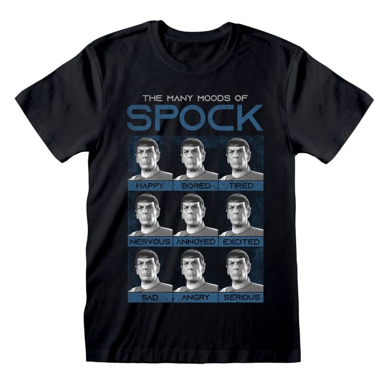 T-Shirt Manches courtes  de Star Trek - Many Moods Of Spock - S à XXL - pour Homme - noir - Star Trek