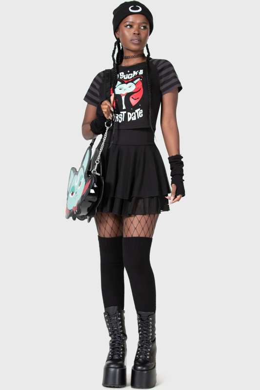 T-Shirt Manches courtes Gothic de THE VAMPURR by KILLSTAR - Purrrfect Pairing Shrunk Tee - XS à S - pour Femme - noir/gris - THE VAMPURR by KILLSTAR - View 2