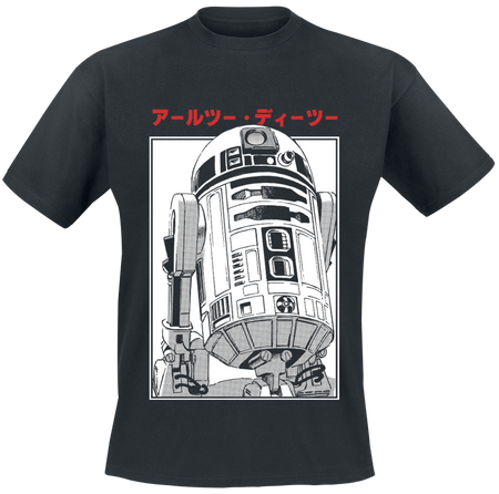 T-Shirt Manches courtes Disney de Star Wars - R2D2 Katakana - S à XXL - pour Homme - noir - Star Wars - View 2