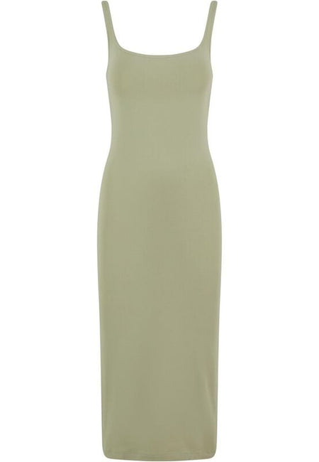 Robe mi-longue  de Urban Classics - Robe Basique jersey de Coton - S à L - pour Femme - vert - Urban Classics