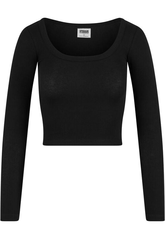 T-shirt manches longues  de Urban Classics - Haut Côtelé En jersey Biologique - XS à 4XL - pour Femme - noir - Urban Classics