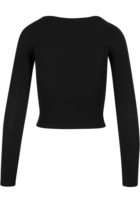 T-shirt manches longues  de Urban Classics - Haut Côtelé En jersey Biologique - XS à 4XL - pour Femme - noir - Urban Classics - View 2